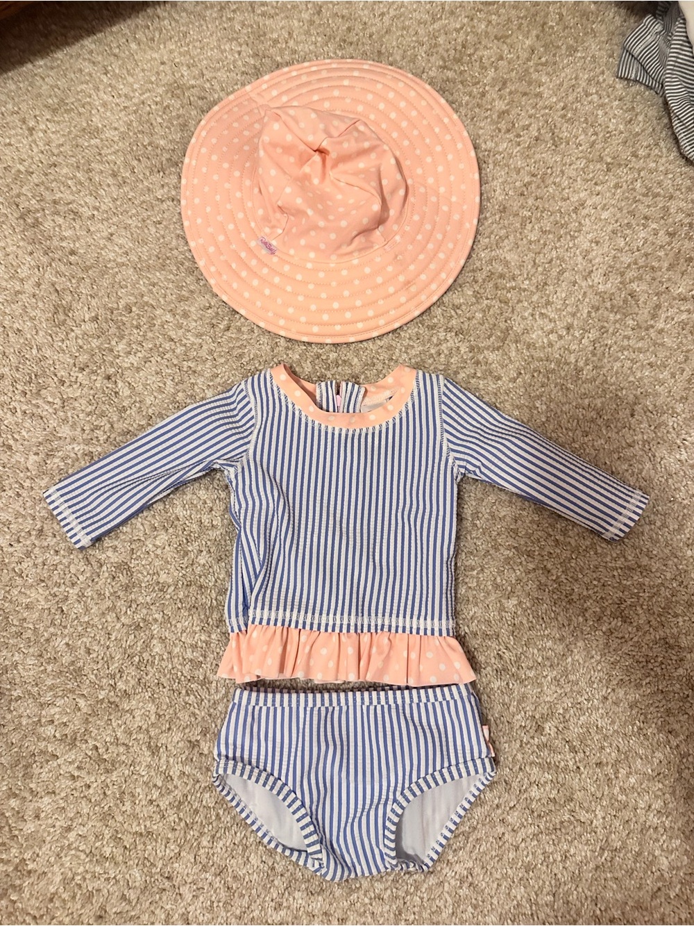 Ruffle Butts Blue & Pink Baby Swim Set